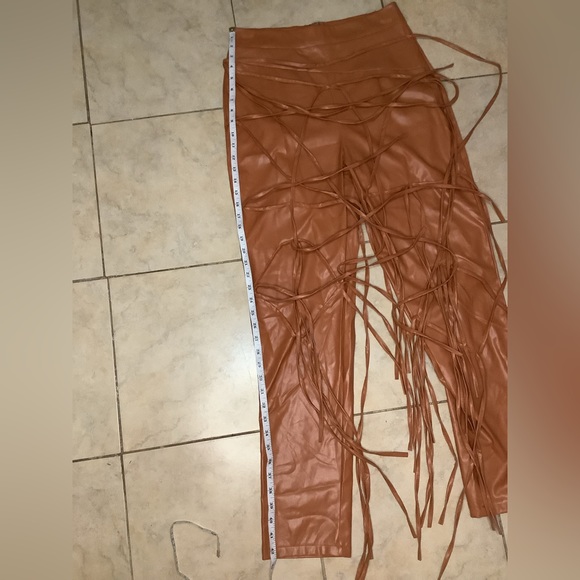 Faux Tan Leather Pants w/strings. Sz XL - Picture 5 of 8